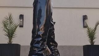 Leather Boots Farting on the Terrace – Outdoor Gas Release Session