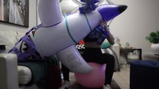 inflating splatoon shark while bouncing on yoga ball (with masturbation)