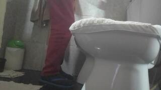 In the bathroom at home