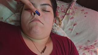 POV creates a pig nose on a real human doll