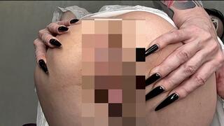 Pussy and asshole worship close ups, ass and pussy spreading, face visible and white stockings lingerie on me