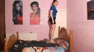 Sophie's Bed Trample Jumping Stomping Face Standing