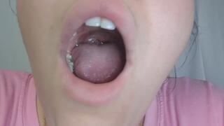 Yawning from very close up with the uvula exposed