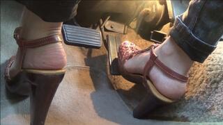Driving brown high heel sandals