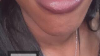 JUICY EBONY LIPS WITH LIPSTICK BLOWING KISSES