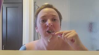POV you are my mirror while I brush my teeth and put face cream on