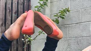 Coral Ballet Flats Dangle