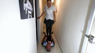 Schoolgirl Danielle Walking Along Her Slaves Body & Head 2 (4K)