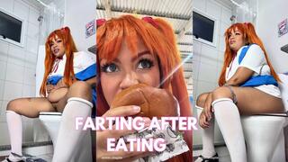 Fart Explosion After Cosplay Con Stuffing Bloated Belly and Toilet Farts