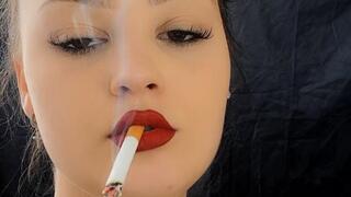 Dangling with red lips