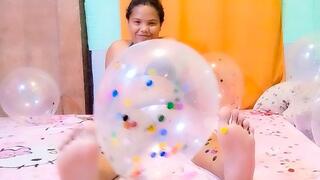 Sexy Juju Foot Pops Transparent Confetti Balloons With Her Amazing Bare Feet