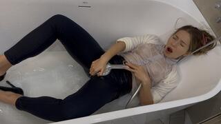 Playing on the bed and then in the bath