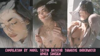 4K COMPILATION by model Tattoo bathtub Thanatos underwater apnea sunskin 70037