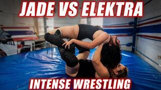 Jade vs Elektra Intense Pro Style Wrestling Match - Kicks, Boston Crabs, Headscissors & Submissions