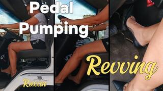 Pumping big cargo truck pedals with stiletto heels (3)