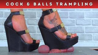 Destroying Your Cock & Balls Under My BEASTY Platform Wedges (D86) - Bug Cam - Cock & Balls Trampling Platform CBT Crush Shoe Fetish