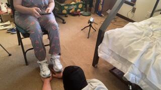 Avia Hand Trample, Shoe and Sock Worship