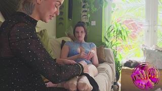 ELEKTRA TICKLES IVY RAINS NYLON SOLES – WITH FINFERS, NAILS & A HAIRBRUSH - ELEKTRA IS ON THE SOFA WITH THE BEAUTIFUL IVY RAIN, READY TO PLAY WITH HER NYLON COVERED FEET! THIS CLIP INTRODUCES IVY RAIN INTO ELEKTRA'S WORLD AT TICKLEHQ