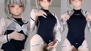 Sanhua kigurumi shows off dick in DirtyTech swimsuit
