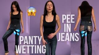 Pee in Jeans Standing up by Accident, Panty Wetting