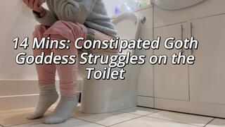 14 Mins: Constipated Goth Goddess Struggles on the Toilet + Lactulose Shot to Relieve