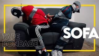 Sofa - Mauro Roll tied BondageStrips and Tonny together! (1080p) Gay Bondage - Gay Domination - Tape Bondage - Duct tape - Brothers - Gagged - BDSM