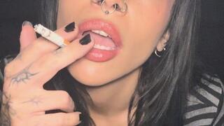 Hot Goth Girl Smokes Cigarettes and Vapes