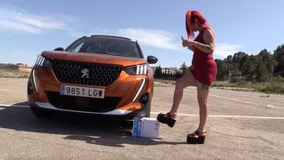 Brutal Car Crush: 2 Girls Destroying Boxes with Our Peugeot SUV