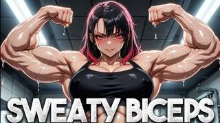 POV Sweaty Biceps Domination - Rika Flexes Her Superior Arms Right In Your Face After Workout