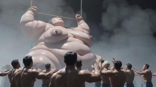 Giant SSBBW Tied Up - Tiny Men Exploring Deep Inside Her Wet Cunt