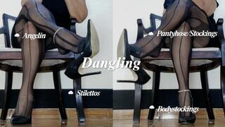 Wearing pantyhose and stiletto heels letting them dangle from your feet (1)