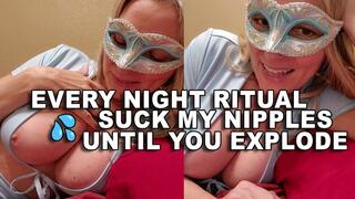 Blonde Step-Mommy Tyler Girl’s Intimate Bedtime Breast Sucking Fantasy – Light Blue Dress & Mask Tease