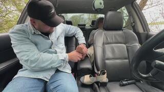 Footjob for him while you both wait in the car WMV