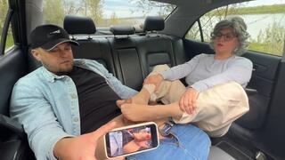 Footjob for him while you both wait in the car SD