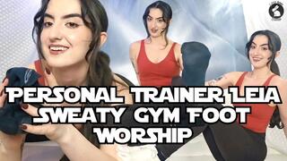 Personal Trainer Leia's Sweaty Gym Foot Worship