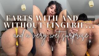 Farts with and without lingerie...and a very wet surprise