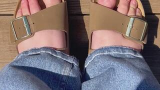 POV Enjoying a Beautiful Day Wearing Birkenstock Sandals. I Love the Sights & Sounds of Spring!