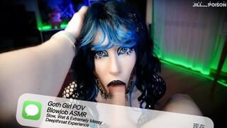 Goth Girl POV Blowjob ASMR – Slow, Wet & Extremely Messy Deepthroat Experience