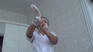 A sexy gynecologist nurse sees patients Ma