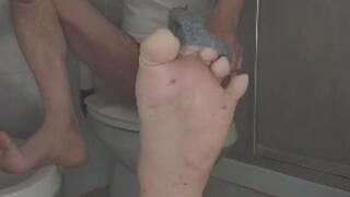 Dirty Soles Revealed: Masked Bathroom Session in Grey Socks