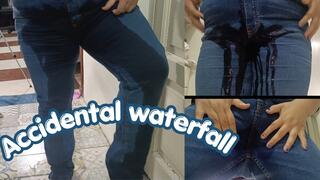 Wet jeans, occupied bathroom