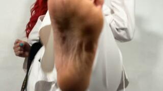 Karate Foot Domination: Brutal Ball busting POV by My Size 11 Soles joi finale