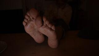 Lady Tiffany ignores you with her extremely wrinkled, calloused soles