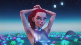 Red haired Hairy armpit fantasy anime babe shows you her raunchy pits as she tells you to stroke your cock