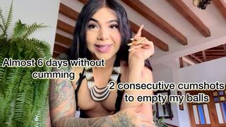 Almost 6 days without cumming, 2 consecutive cumshots to empty my balls, My cock was swollen.