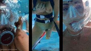 Carissa snorkling in the clear spring