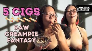 DARKSIDE Smoking Asian: Sucking 5 Cigarettes + Raw Creampie Fantasy