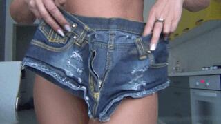 Lory is stuck in her favorite pair of denim shorts d