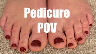 Foot slave training in immersive POV pedicure and foot worship