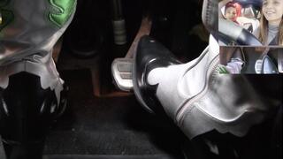 COWBOY BOOTS PEDAL PUMP! Lady Scorpion & Lady Sara: Intense POV Driving & Revving